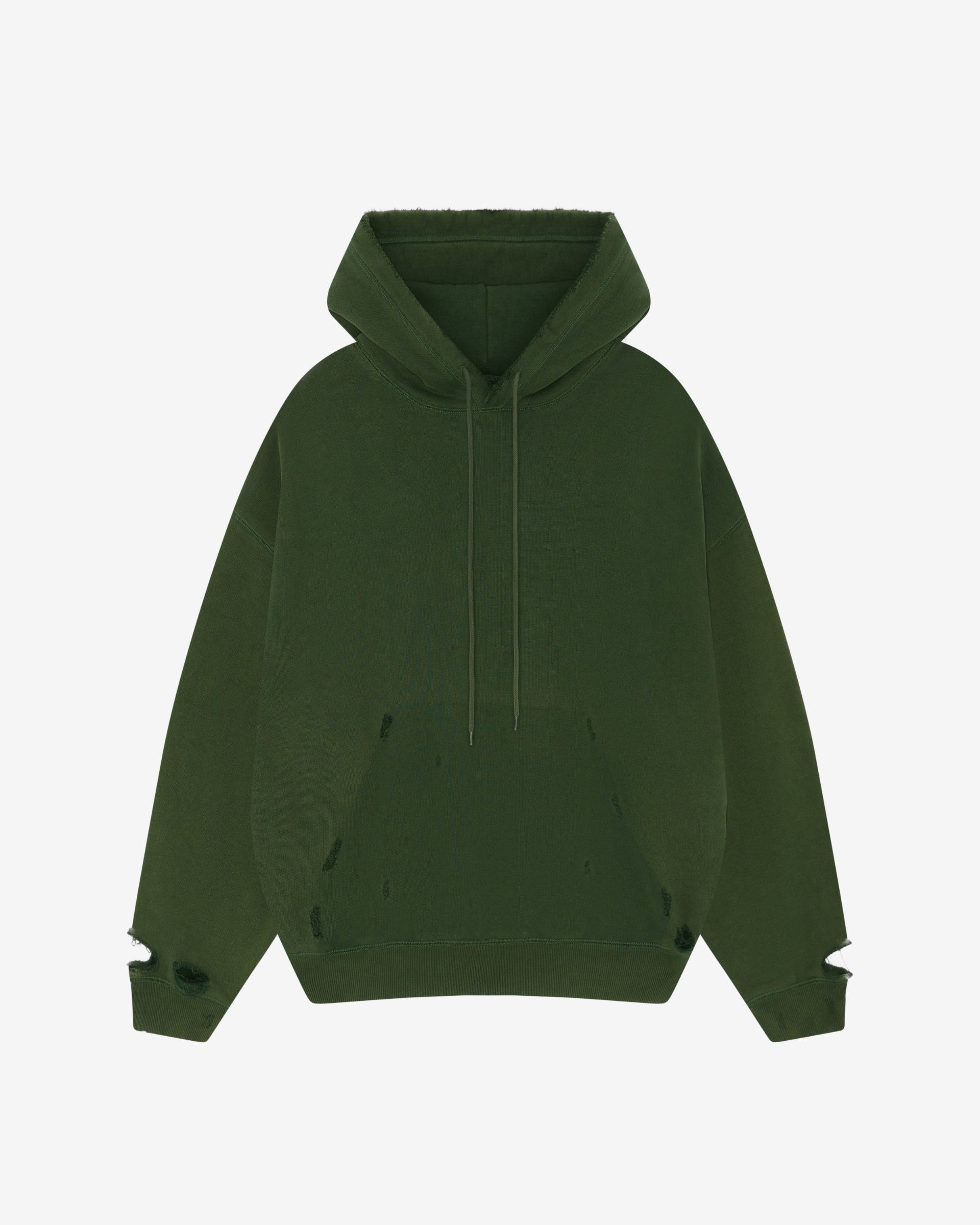 Cole Buxton | Distressed Hoodie | Mens | Washed Forest Green
