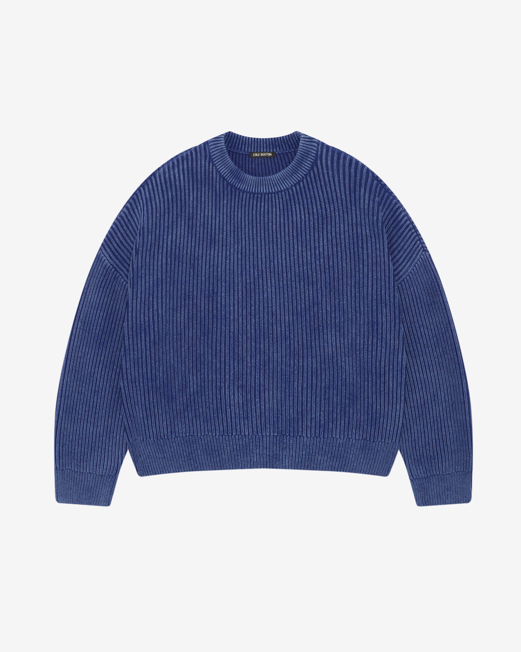 Cole Buxton | Acid Wash Knit Sweatshirt | Mens | Washed Blue