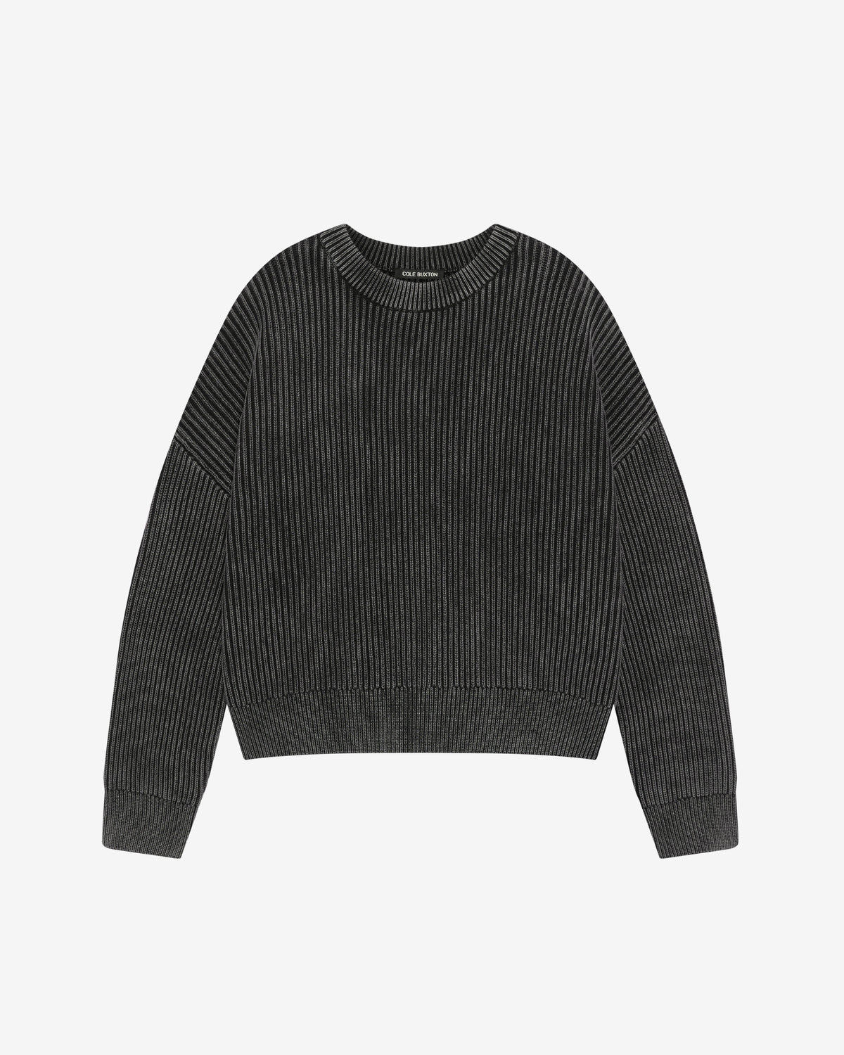 Cole Buxton | Acid Wash Knit Sweatshirt | Mens | Black