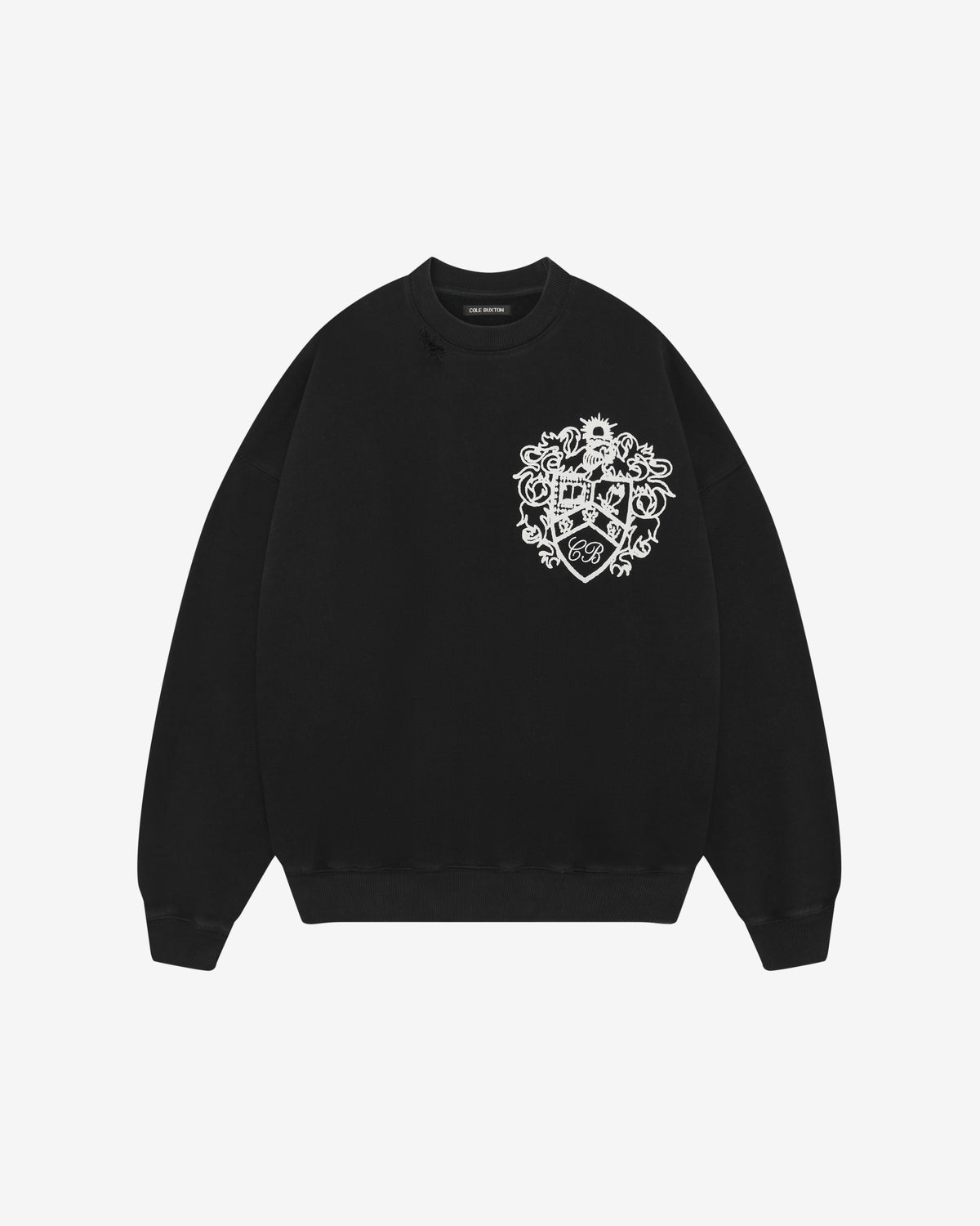 DISTRESSED COLLEGIATE CREST SWEATSHIRT