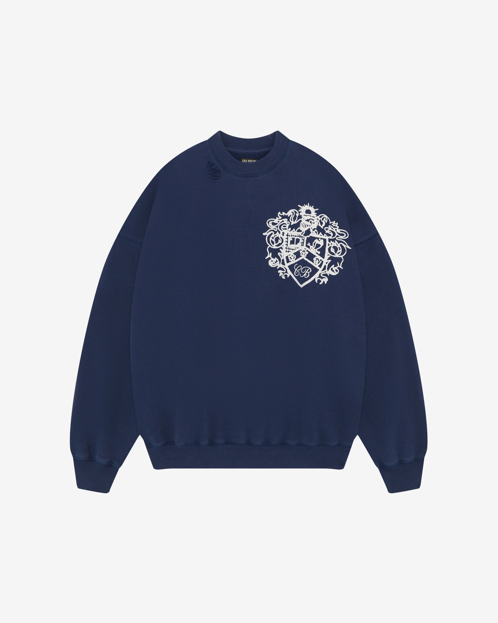 DISTRESSED COLLEGIATE CREST SWEATSHIRT