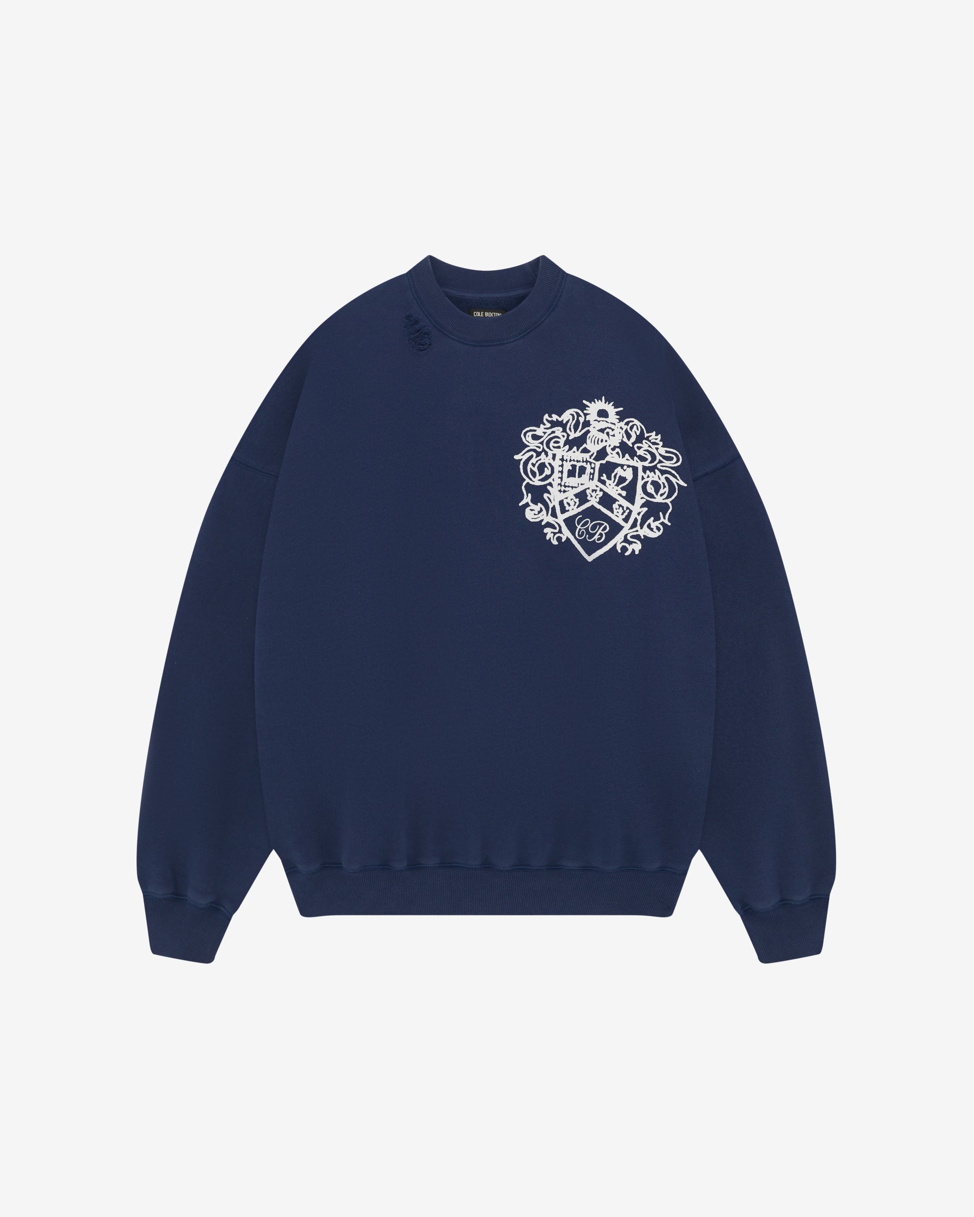 DISTRESSED COLLEGIATE CREST SWEATSHIRT