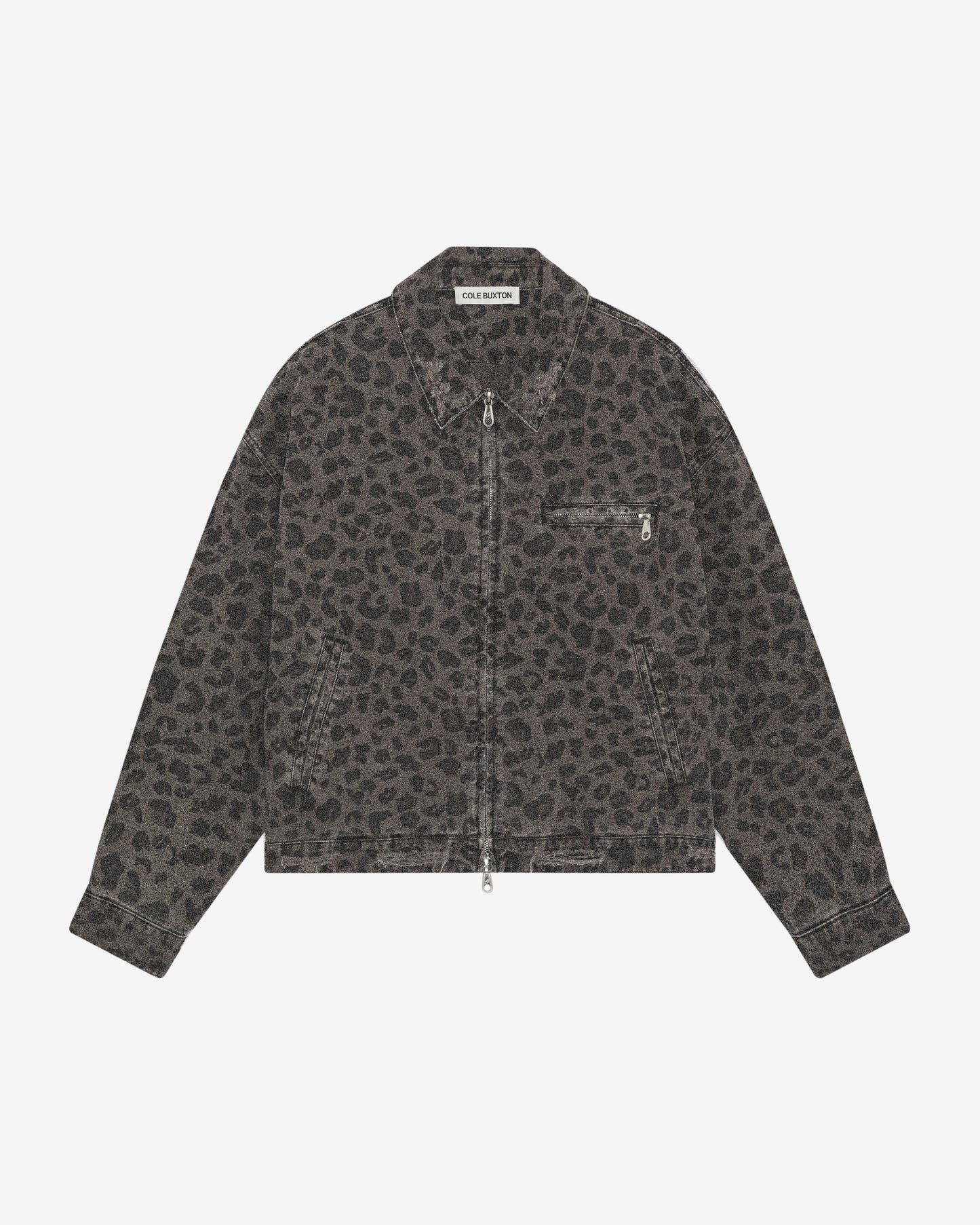 LEOPARD DISTRESSED TRUCKER JACKET