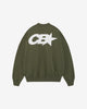 Green sweatshirt with 'CB' logo on the back against a white background