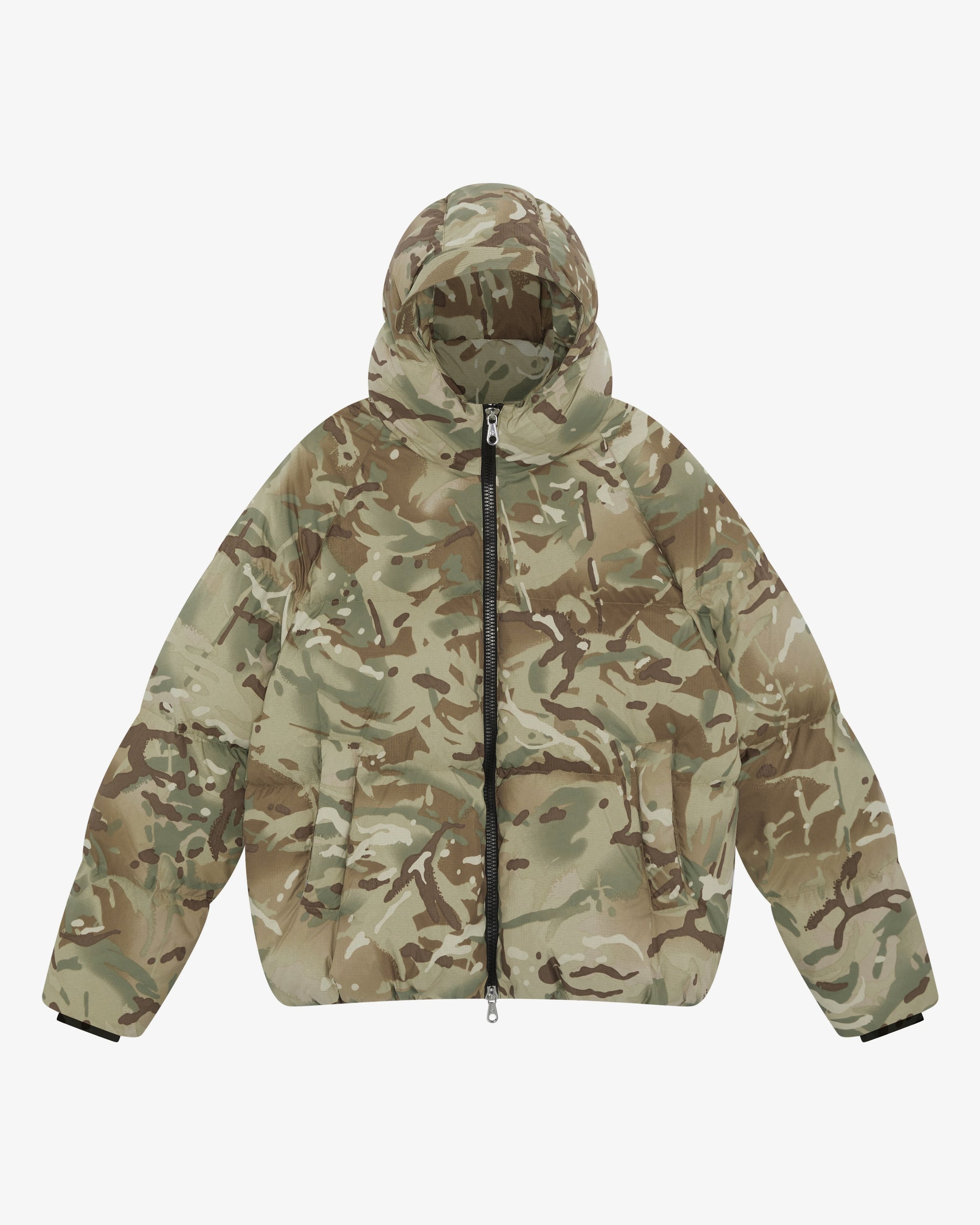 CAMO HOODED DOWN JACKET XSMALL MULTICAM