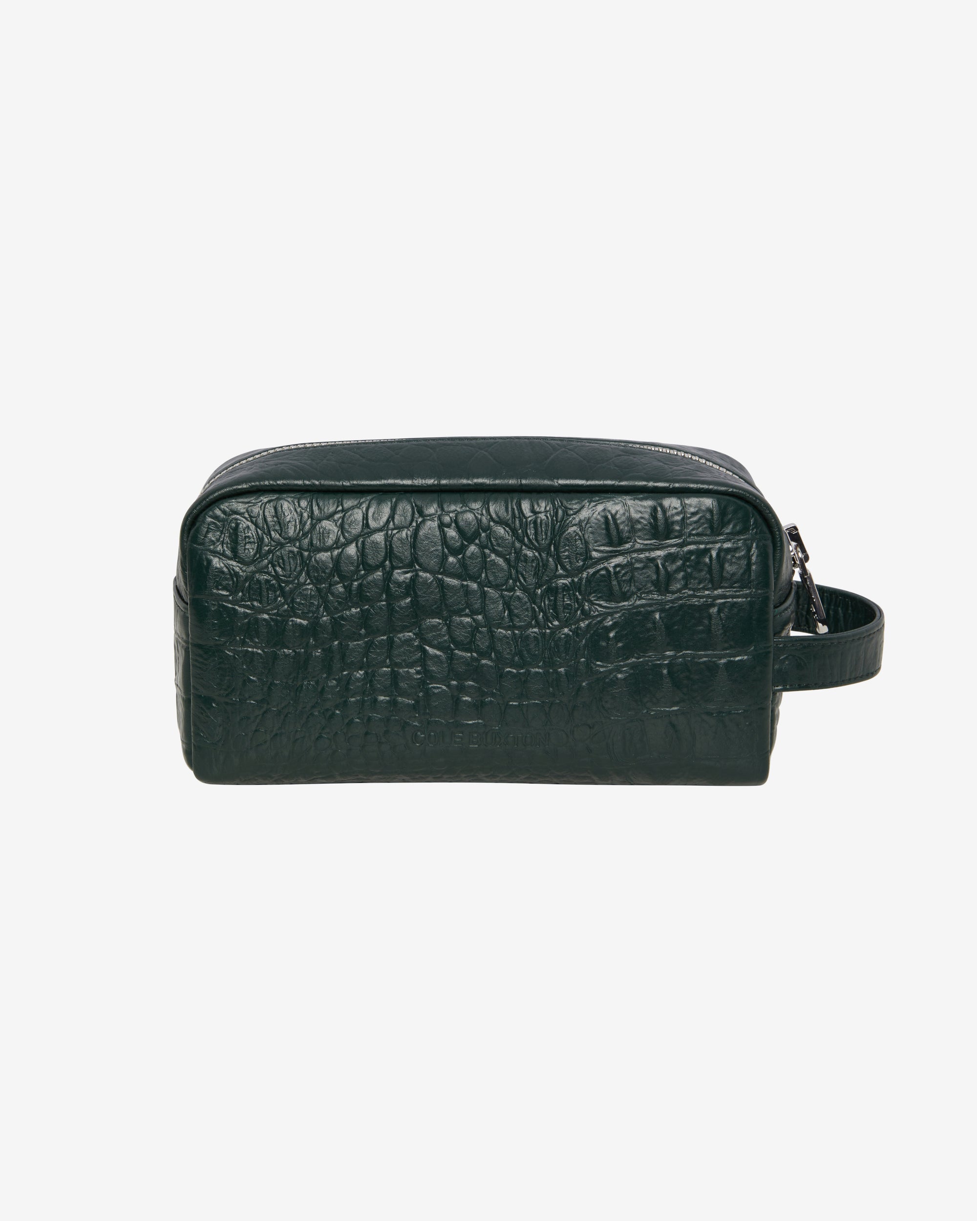 CROC EMBOSSED LEATHER WASH BAG