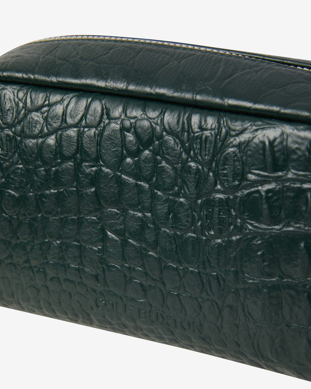 CROC EMBOSSED LEATHER WASH BAG