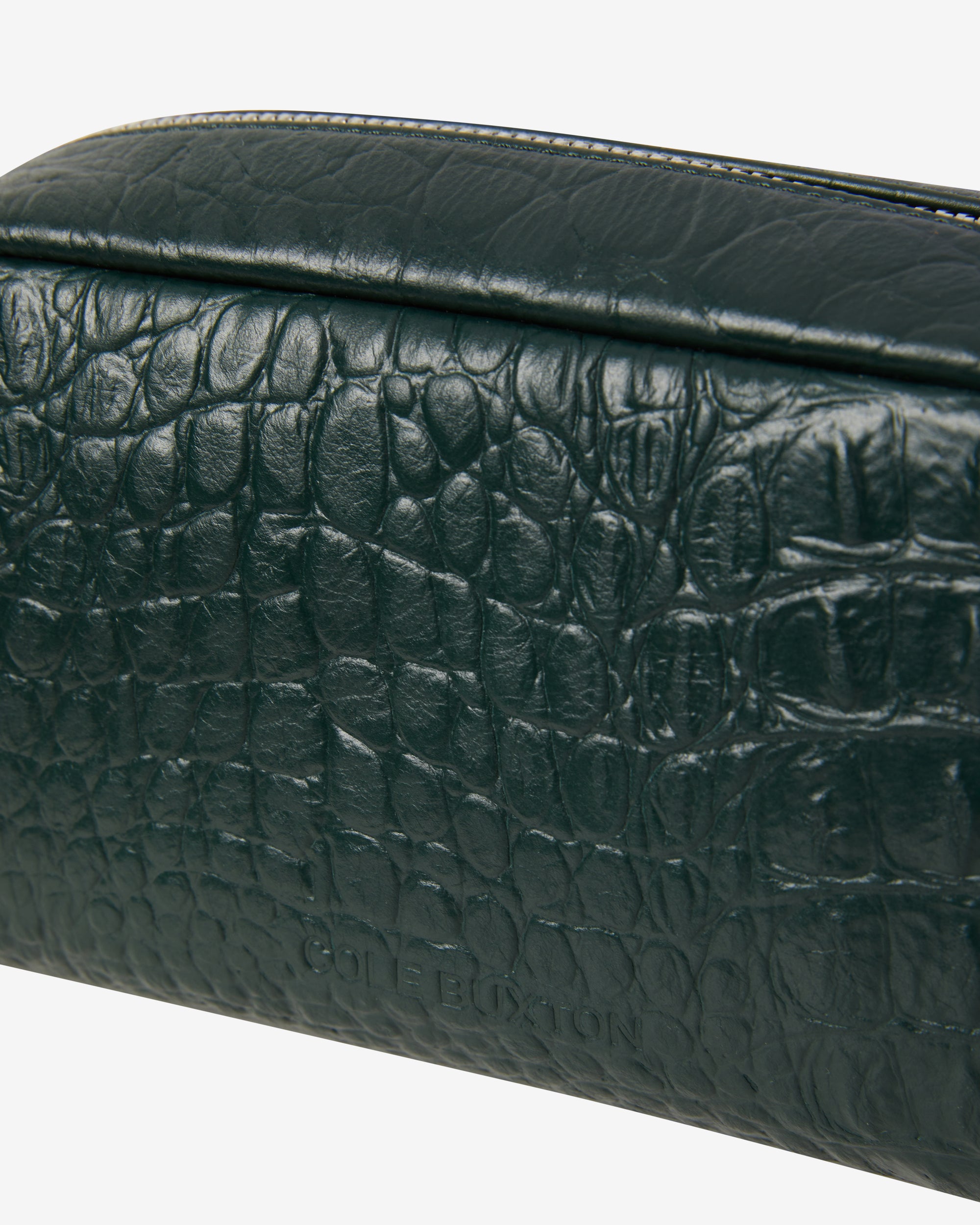 CROC EMBOSSED LEATHER WASH BAG