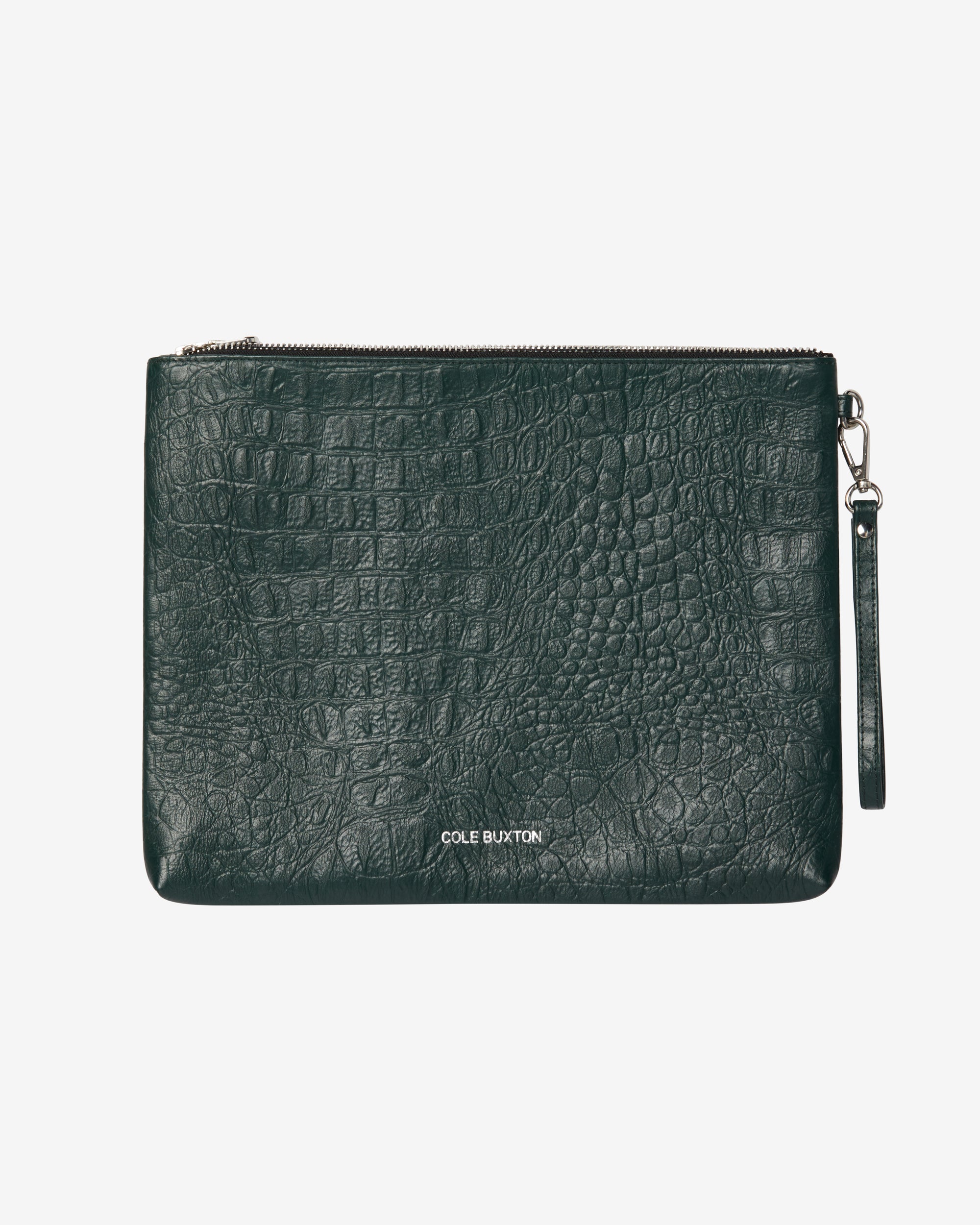 CROC EMBOSSED LEATHER POUCH