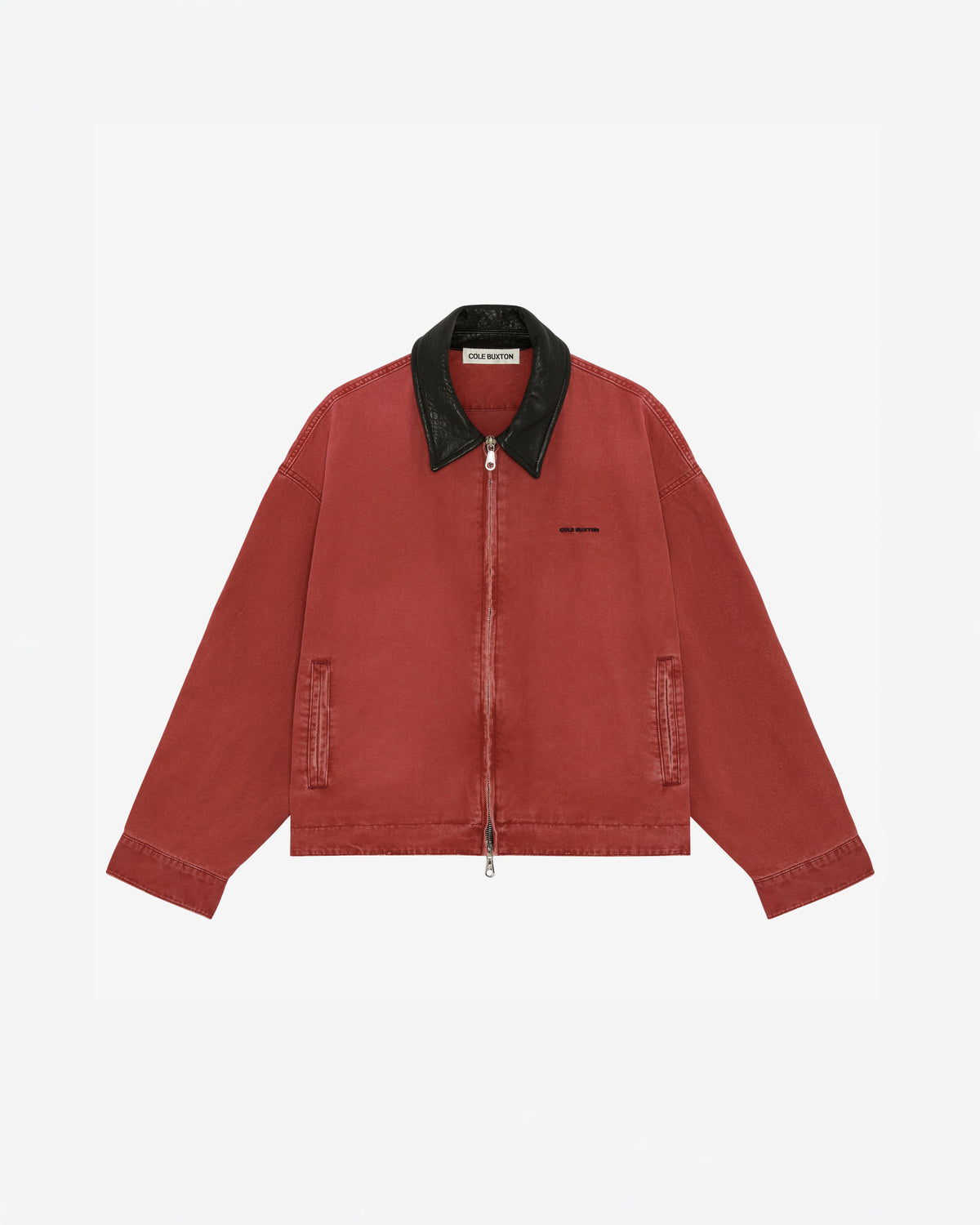 LEATHER COLLAR DISTRESSED TRUCKER