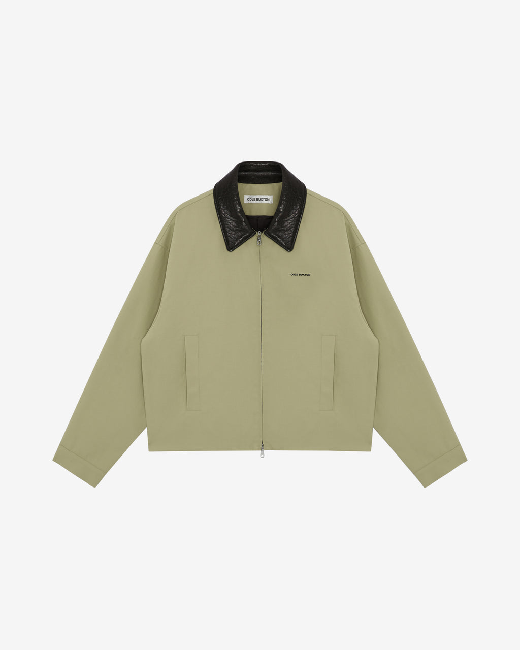 LEATHER COLLAR COTTON OVERSHIRT