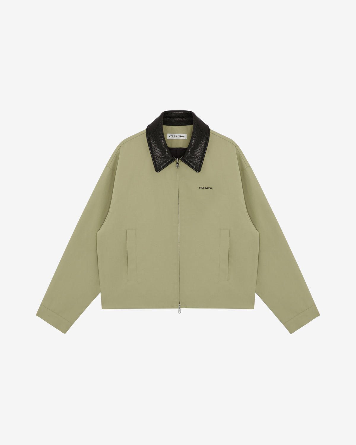 LEATHER COLLAR COTTON OVERSHIRT