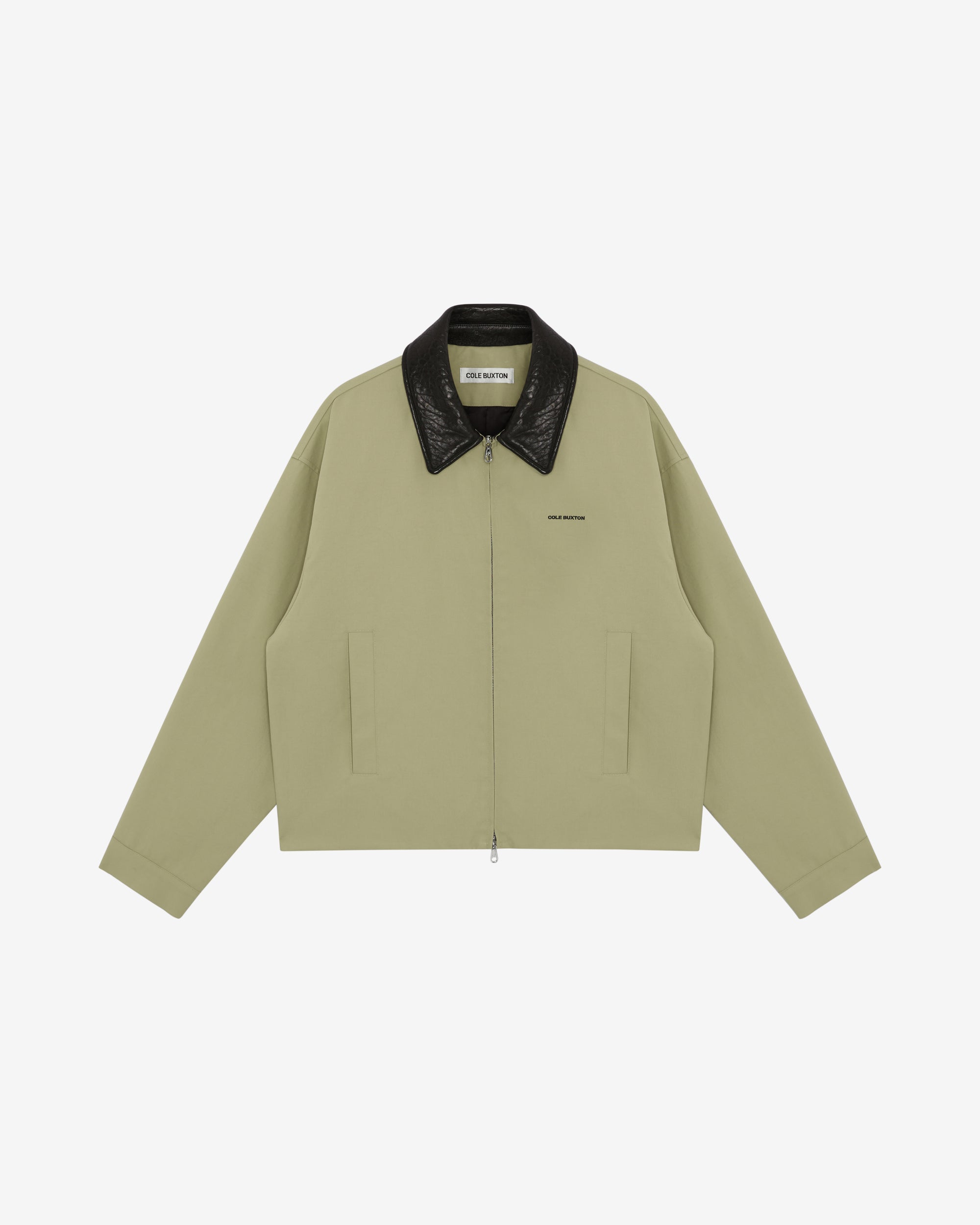 LEATHER COLLAR COTTON OVERSHIRT