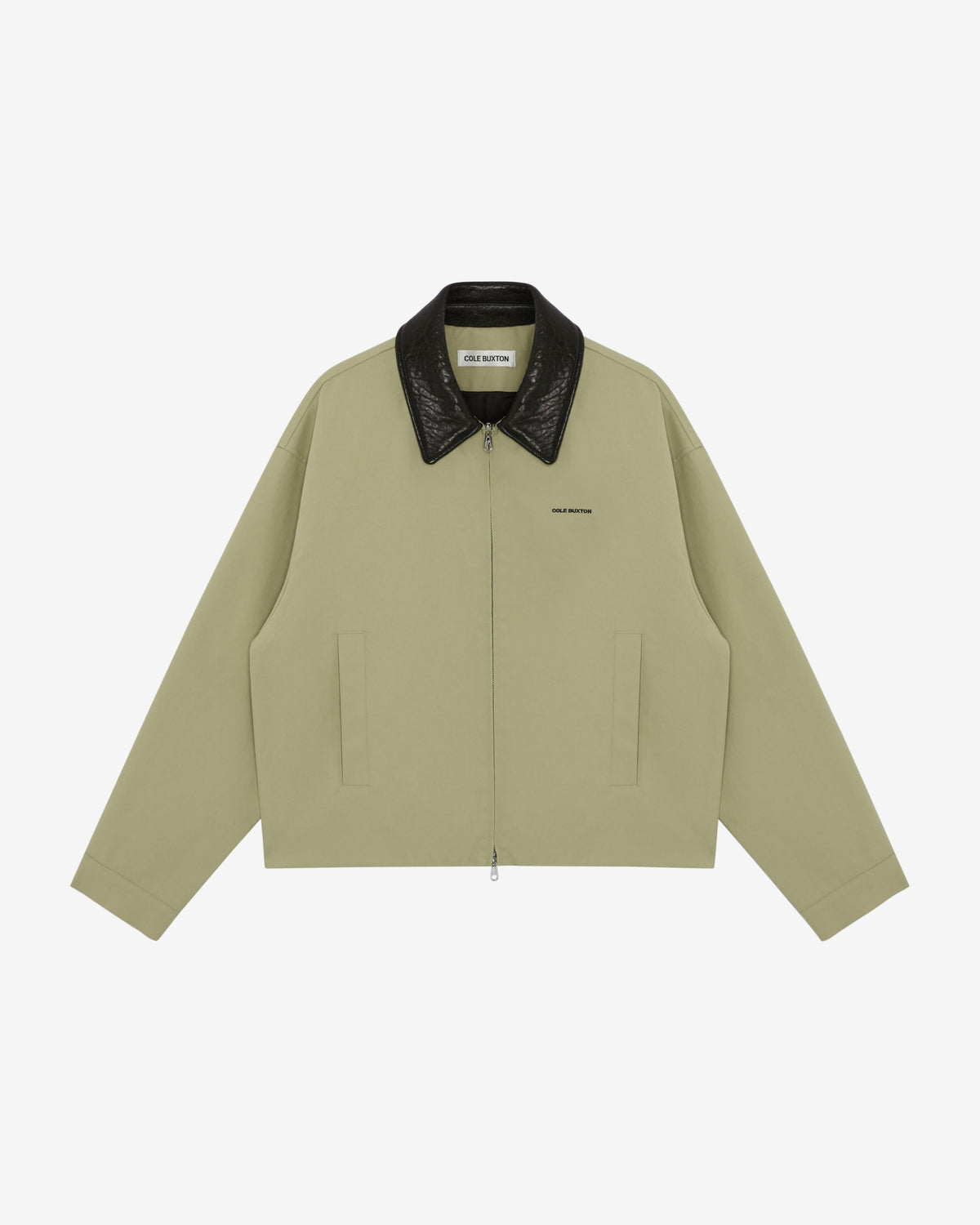 LEATHER COLLAR COTTON OVERSHIRT