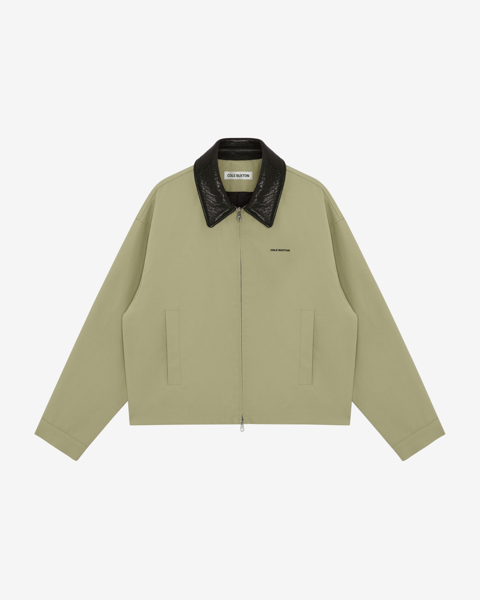 LEATHER COLLAR COTTON OVERSHIRT