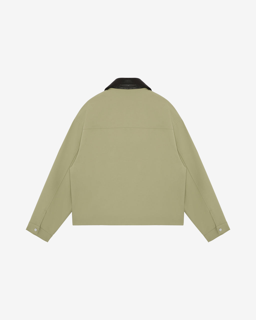 LEATHER COLLAR COTTON OVERSHIRT