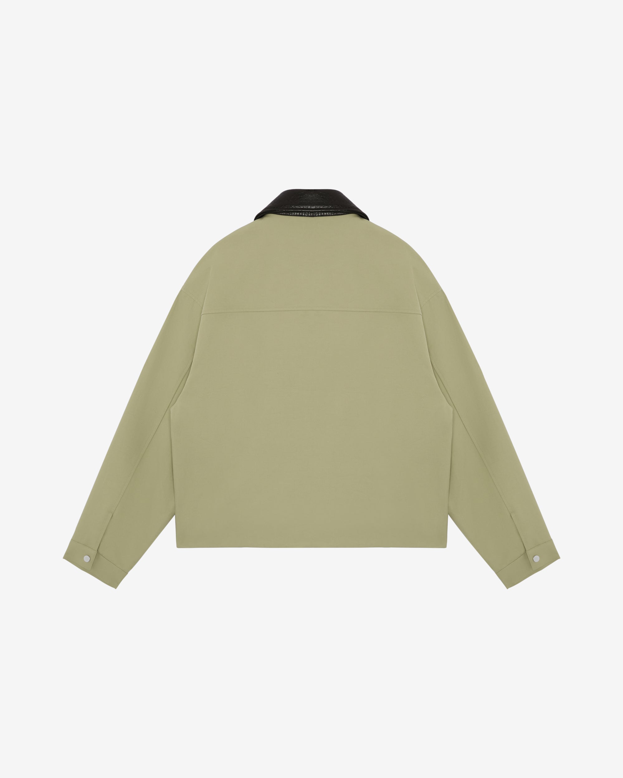 LEATHER COLLAR COTTON OVERSHIRT