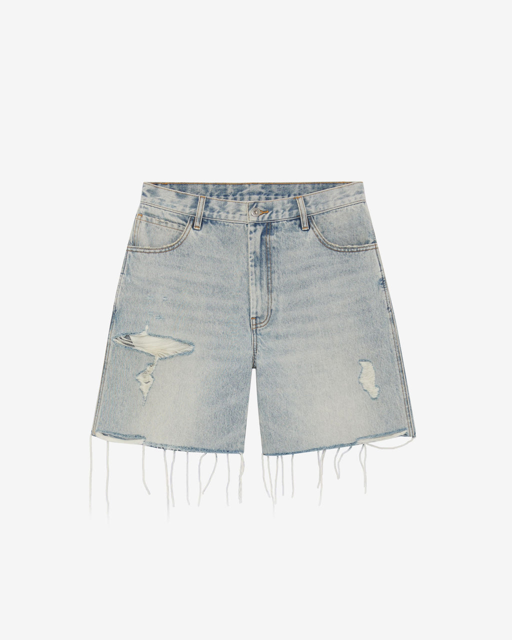 DISTRESSED CUT DENIM SHORT