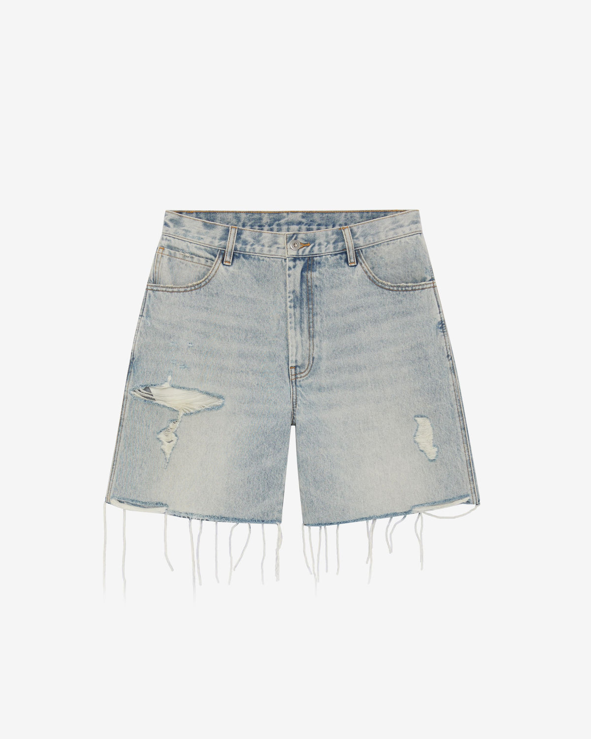 DISTRESSED CUT DENIM SHORT