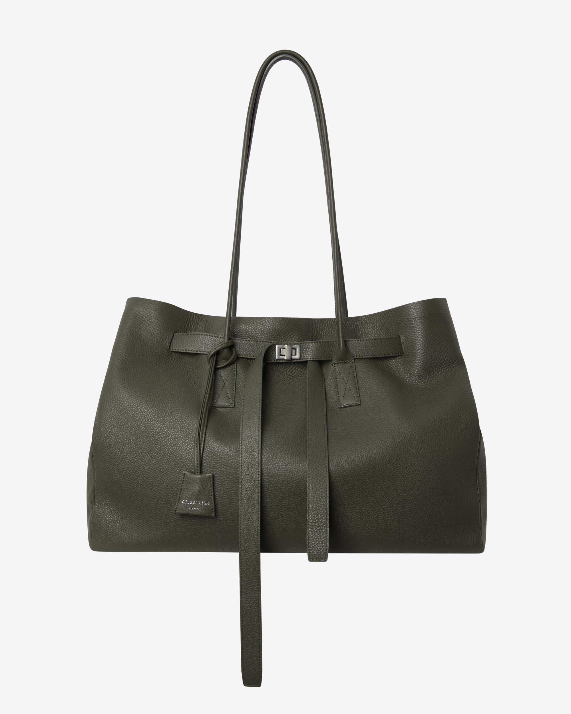 TEXTURED LEATHER HOLDALL TOTE