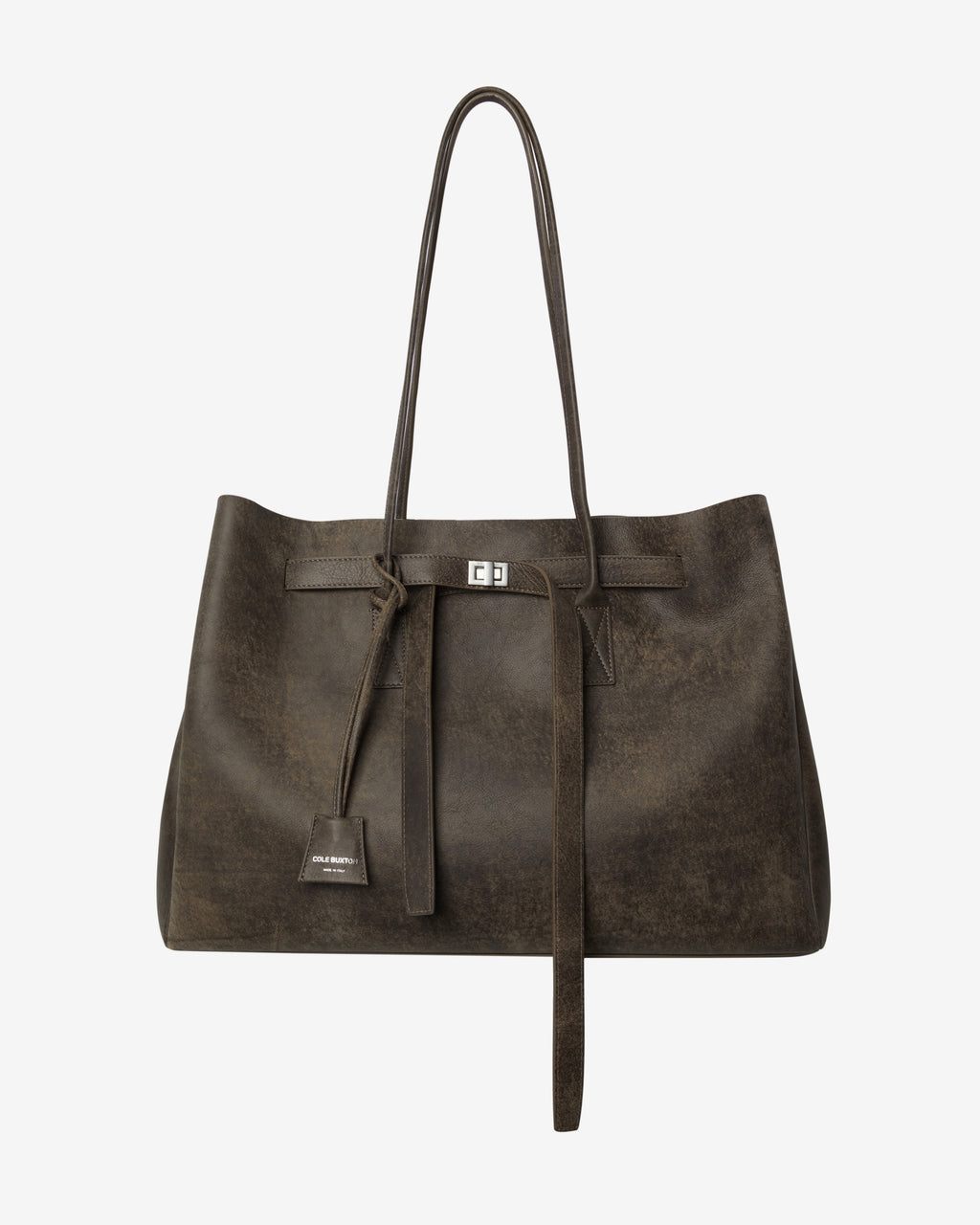 DISTRESSED LEATHER HOLDALL TOTE