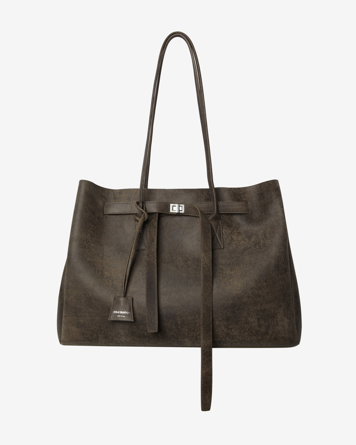 DISTRESSED LEATHER HOLDALL TOTE