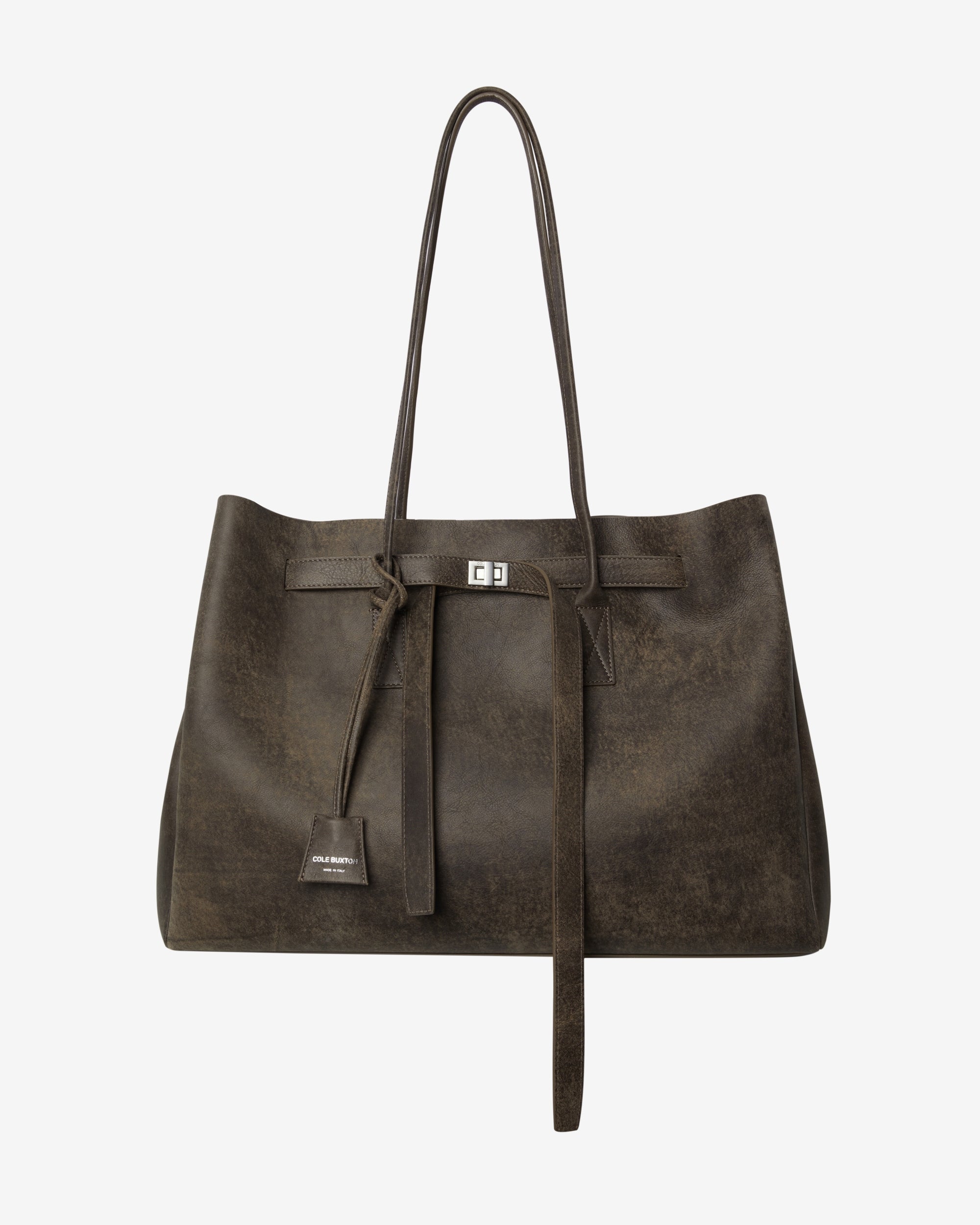 DISTRESSED LEATHER HOLDALL TOTE