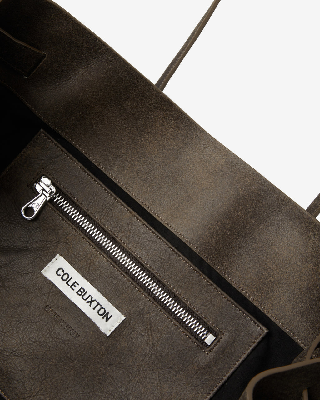 DISTRESSED LEATHER HOLDALL TOTE