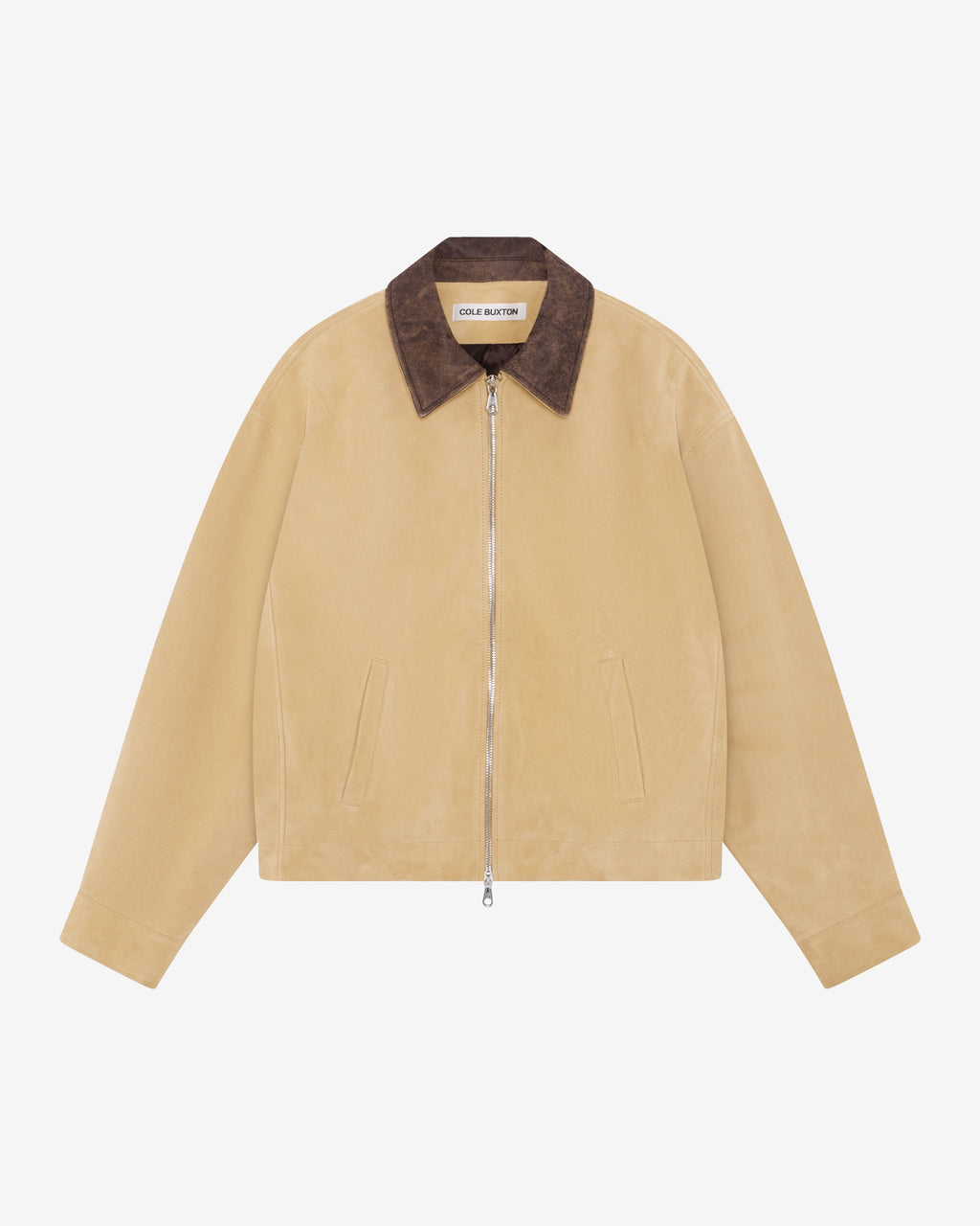 CONTRAST COLLAR LEATHER TRUCKER