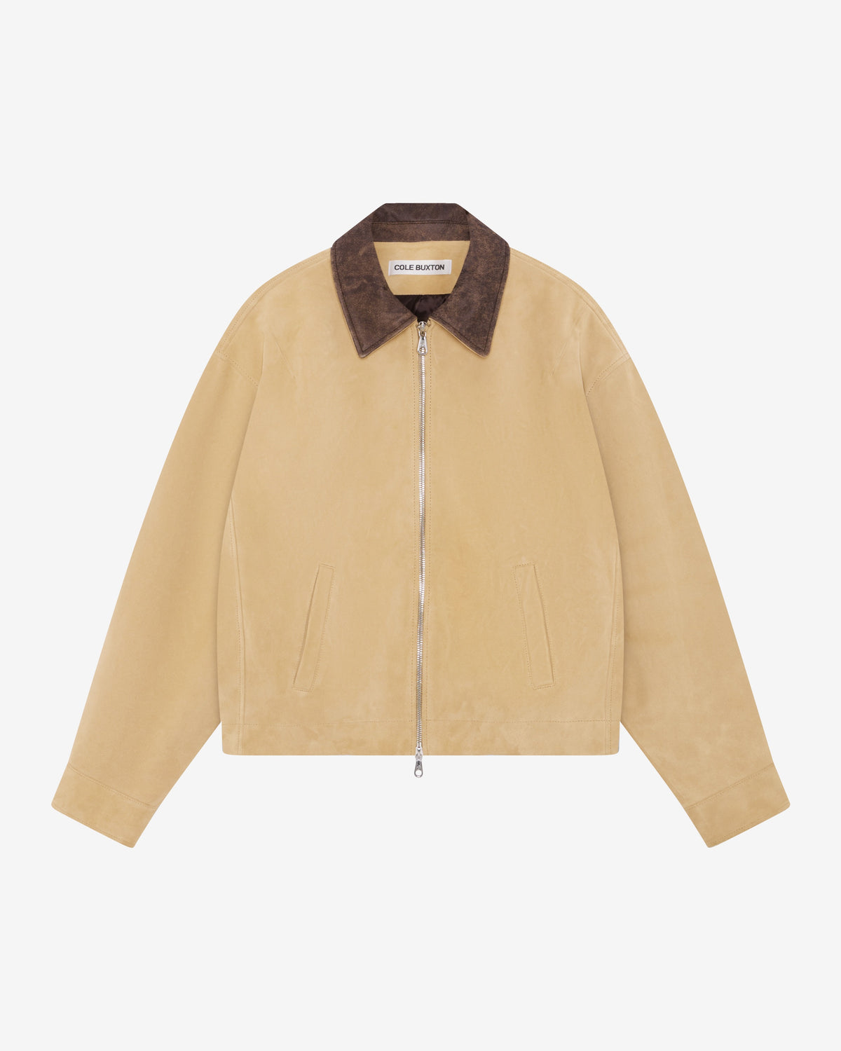 CONTRAST COLLAR LEATHER TRUCKER