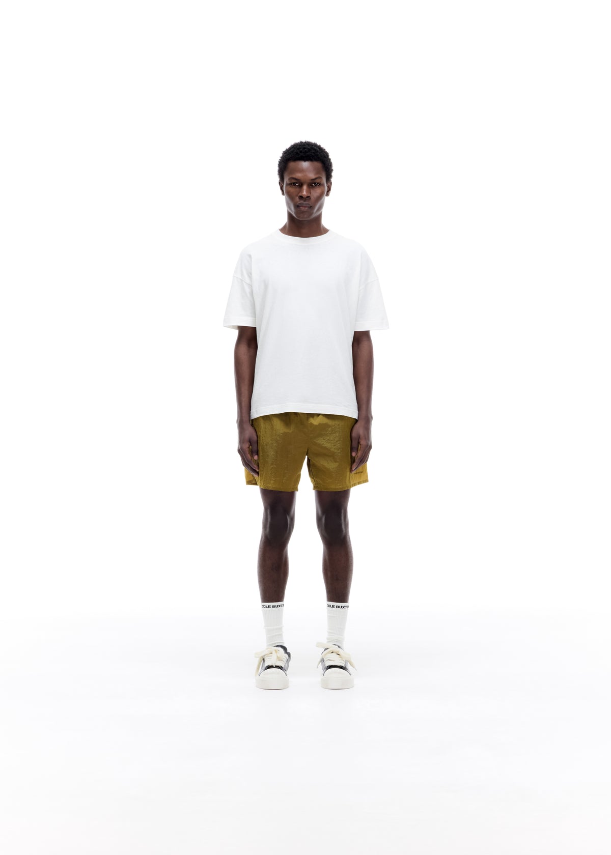METALLIC NYLON SWIM SHORT