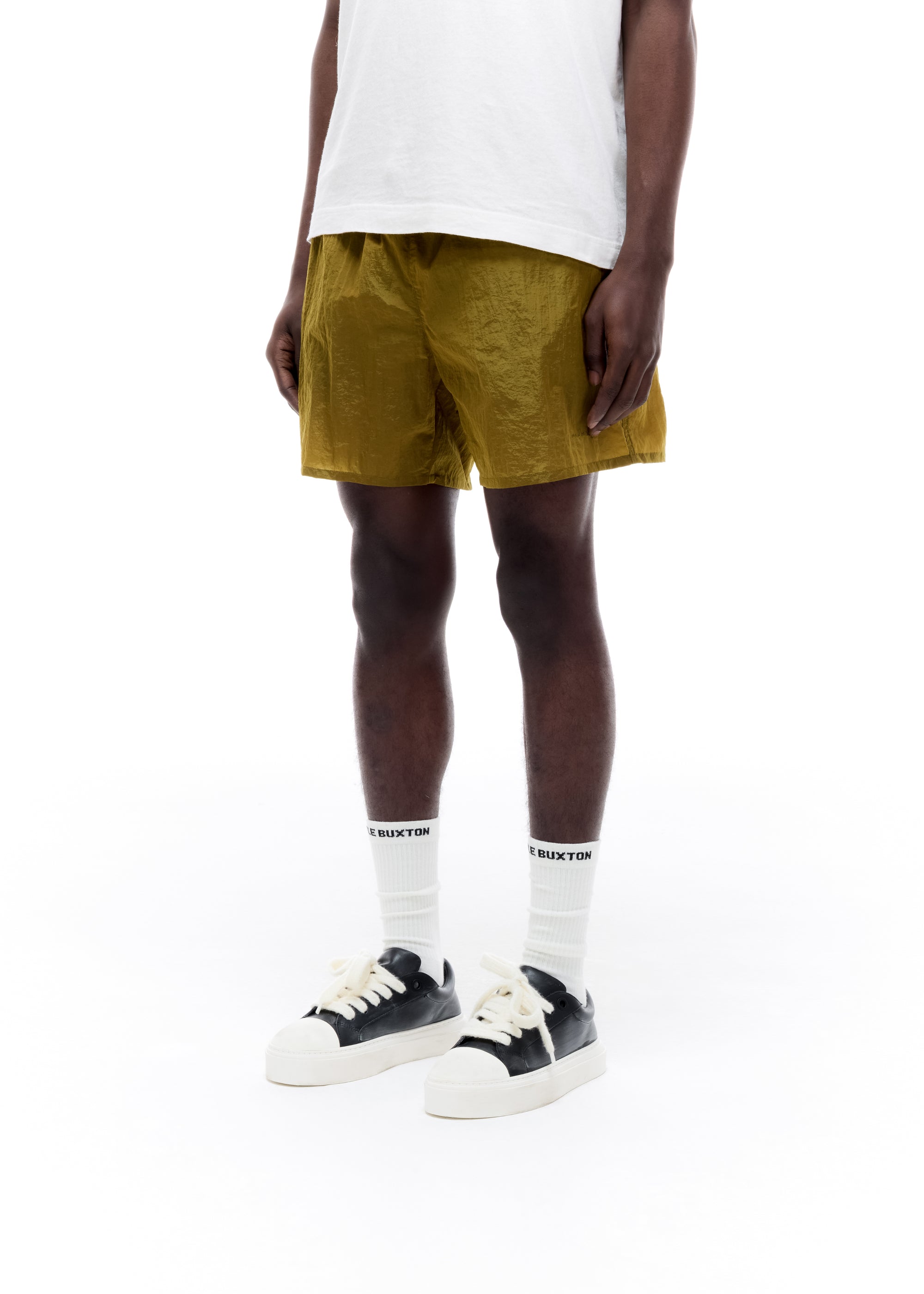 METALLIC NYLON SWIM SHORT