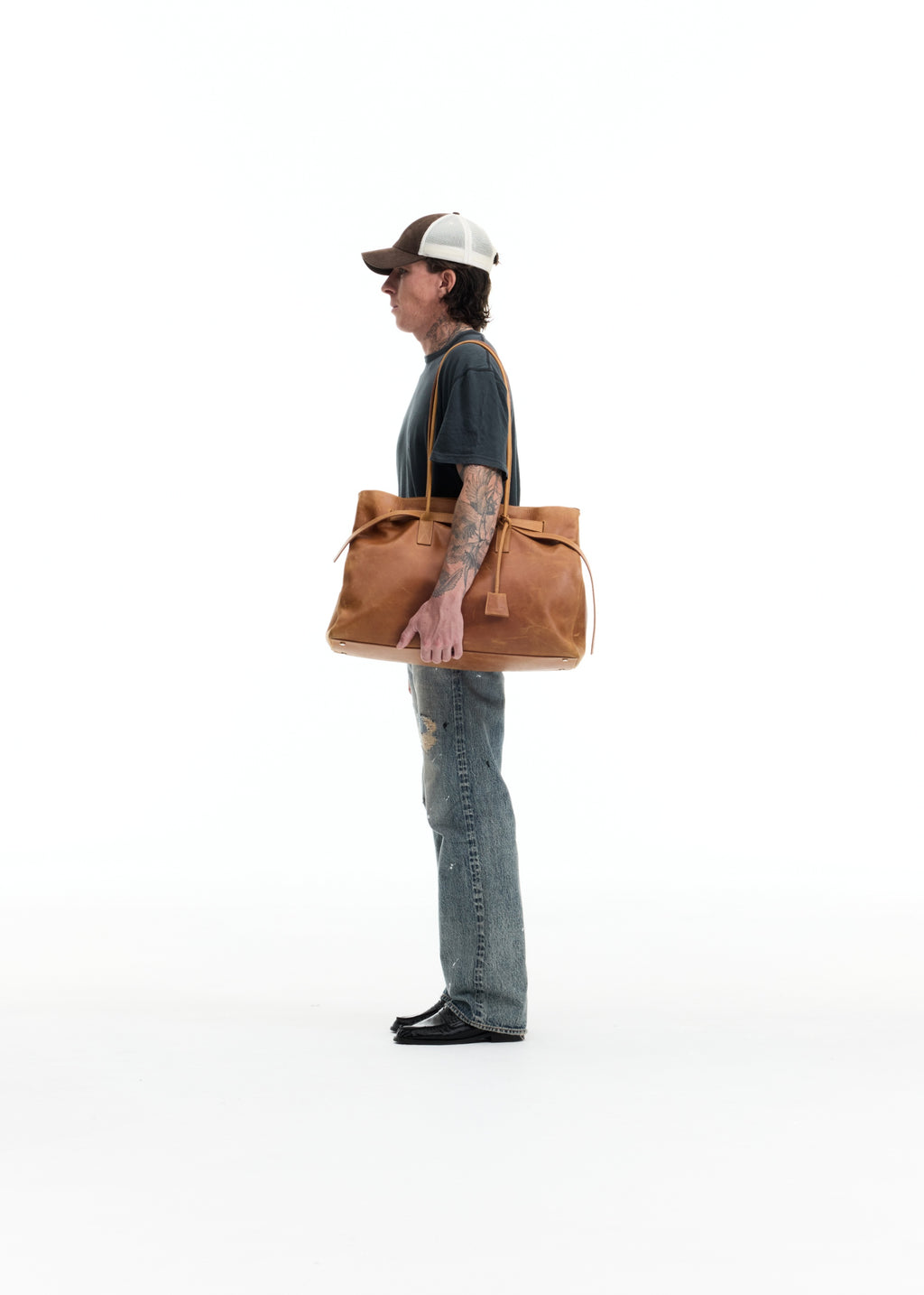 LEATHER HOLDALL TOTE