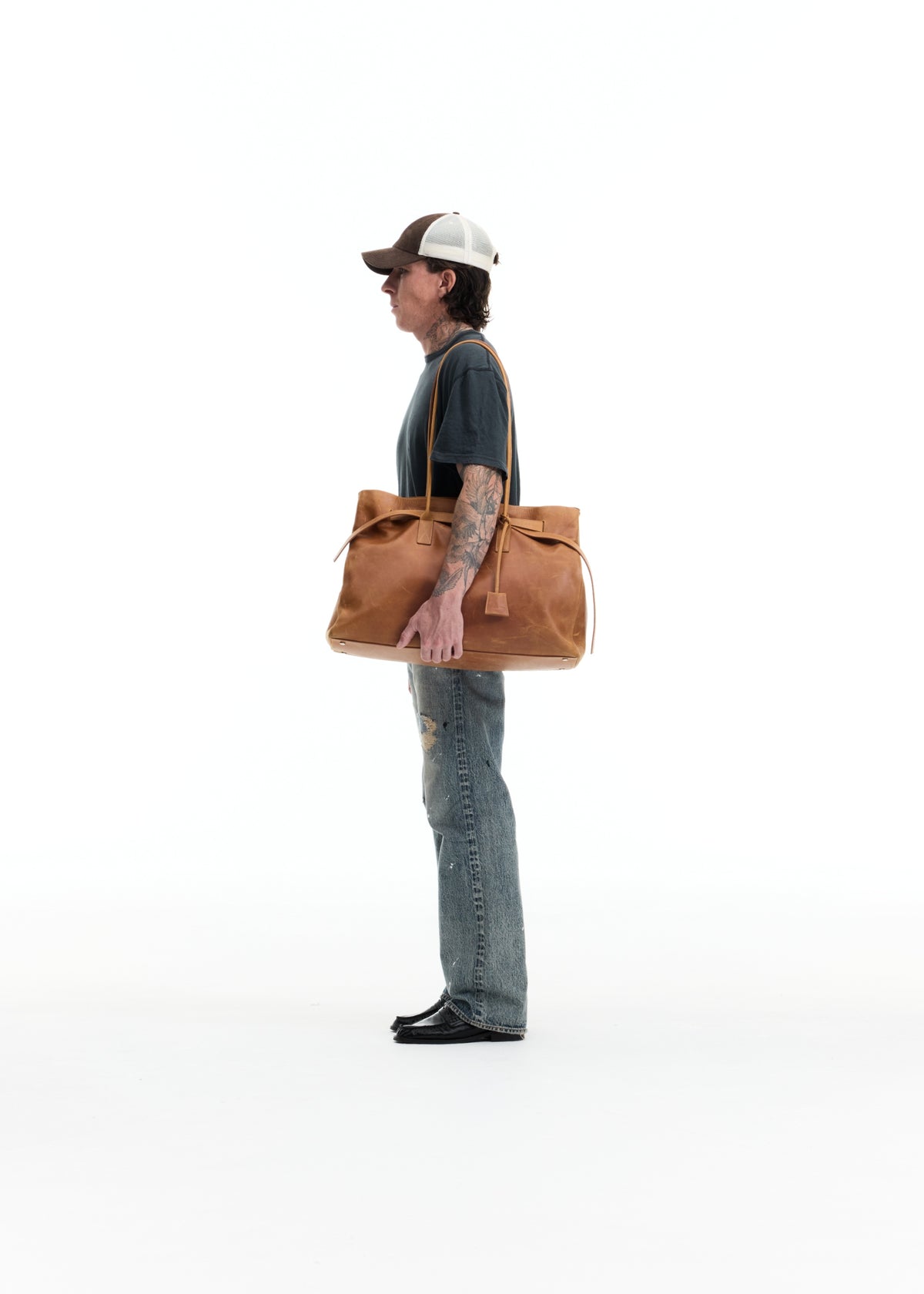 LEATHER HOLDALL TOTE