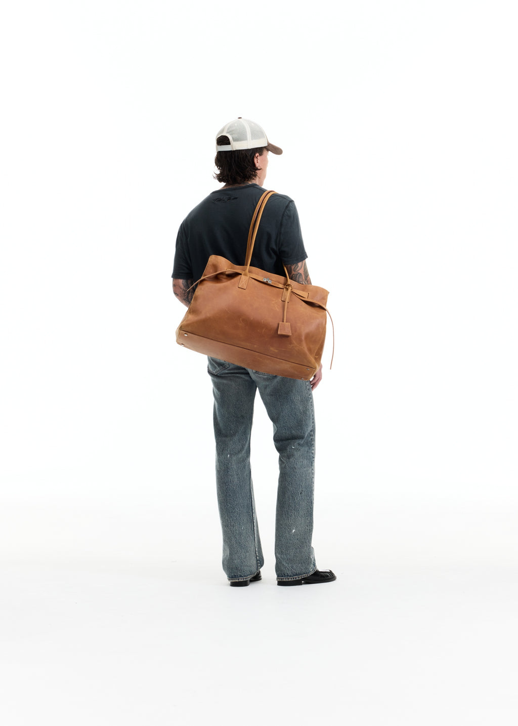 LEATHER HOLDALL TOTE