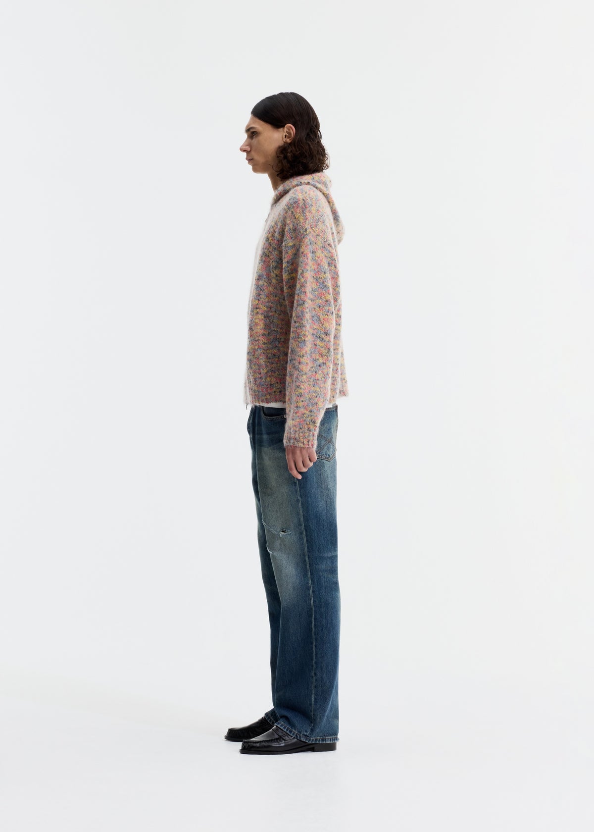 FLECK KNIT ZIPPED HOODIE