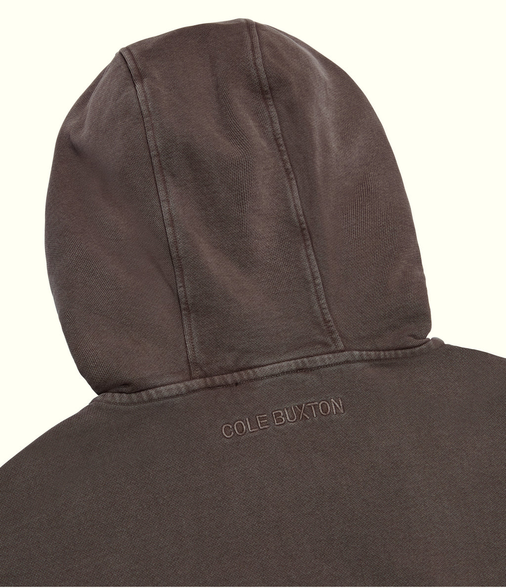 Cole Buxton | Warm Up Cropped Logo Zip Hoodie | Mens | Washed Brown