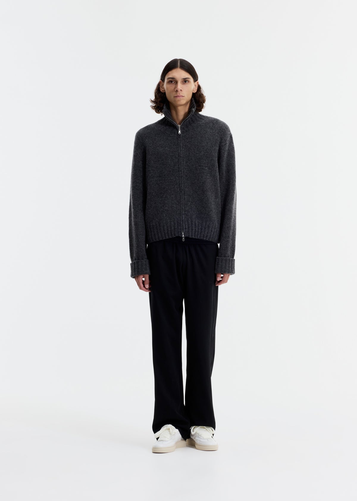 HIGH NECK KNIT ZIP THROUGH