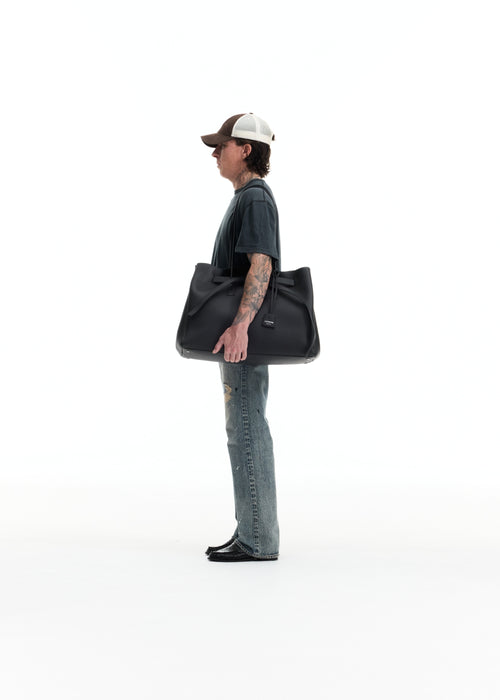 TEXTURED LEATHER HOLDALL TOTE
