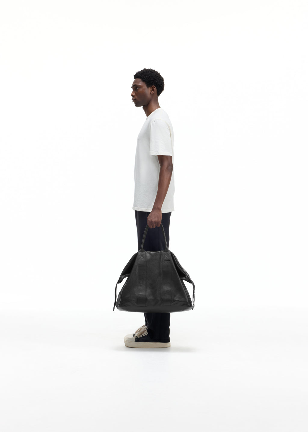 CREASED LEATHER MILITARY DUFFLE