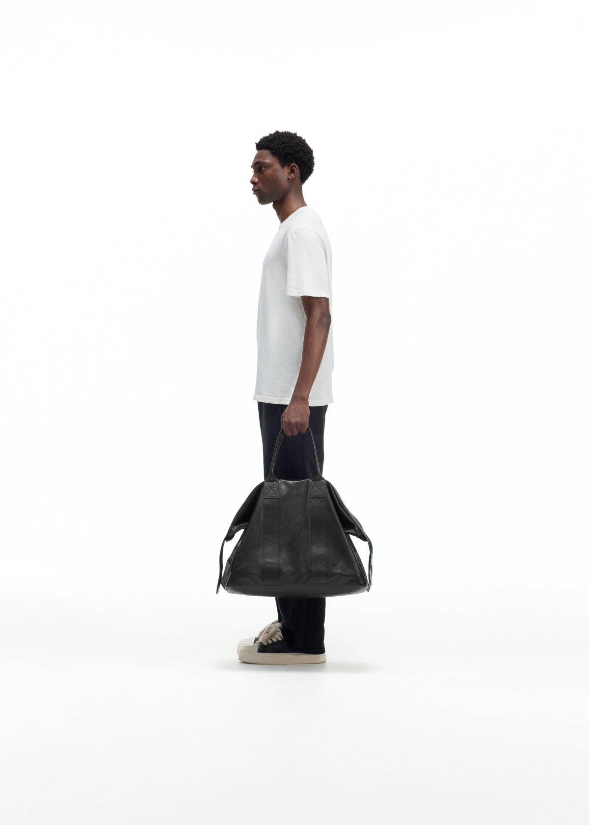 CREASED LEATHER MILITARY DUFFLE