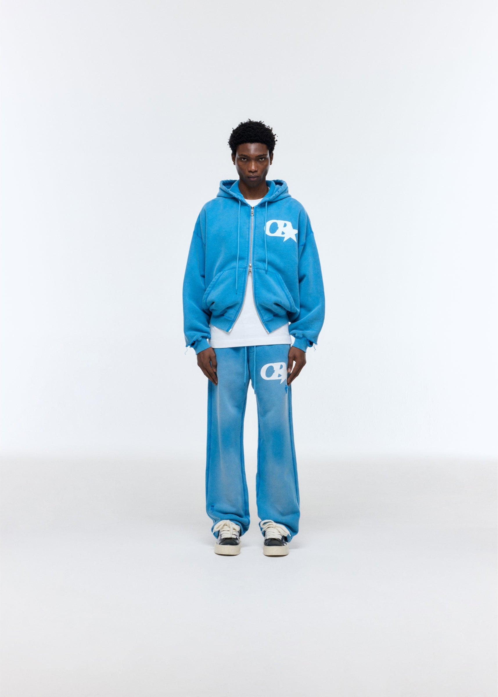 CB STAR DISTRESSED POCKET ZIPPED HOODIE