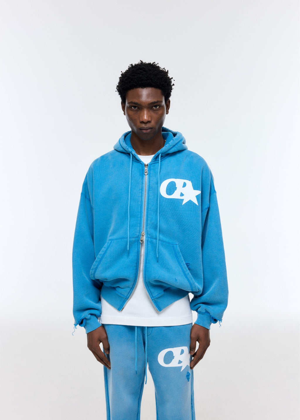 CB STAR DISTRESSED POCKET ZIPPED HOODIE