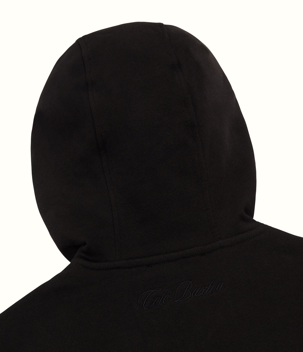 Cole Buxton | Heavyweight Cropped Logo Zipped Hoodie | Cotton | Black