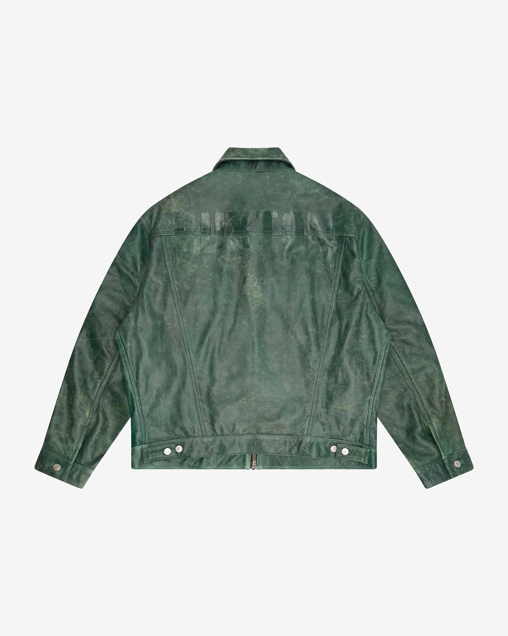 Cole Buxton | Cracked Leather Trucker Jacket | Mens | Green