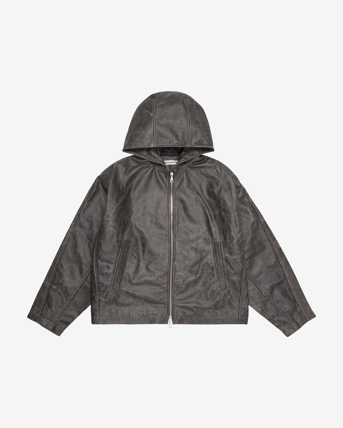 Cole Buxton | Hooded Leather Jacket | Mens | Black