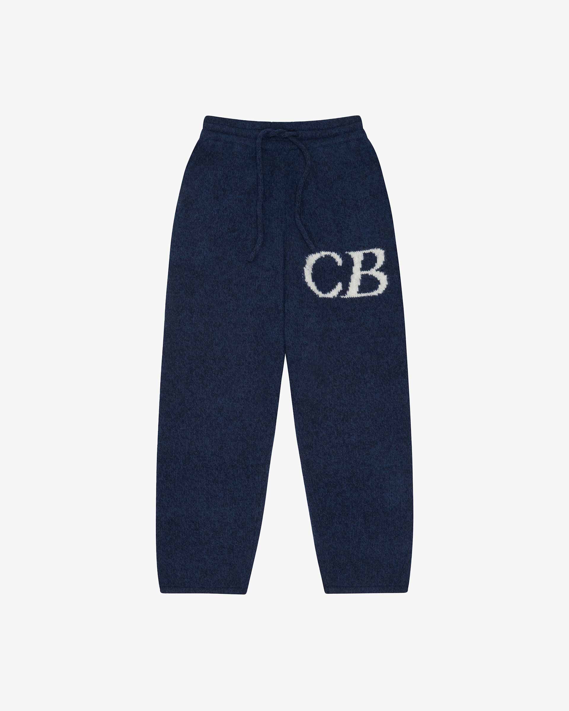 Cole Buxton Logo Knit Pants Mens Merino Wool Blue