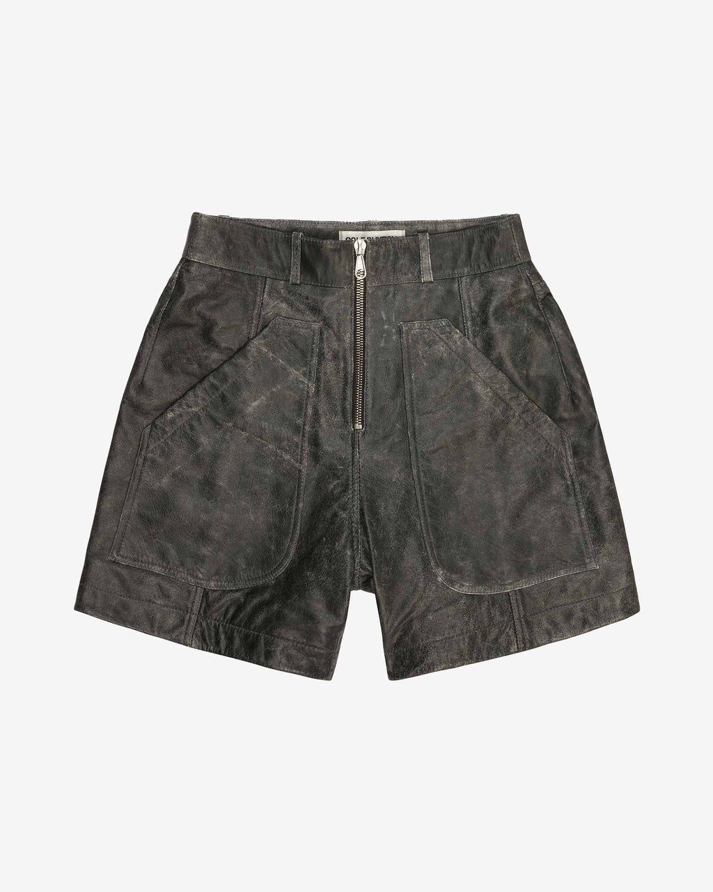 Cole Buxton | Cracked Leather Shorts | Mens | Black