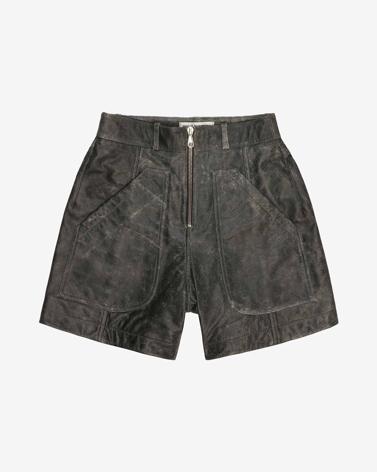 Cole Buxton | Cracked Leather Shorts | Mens | Black