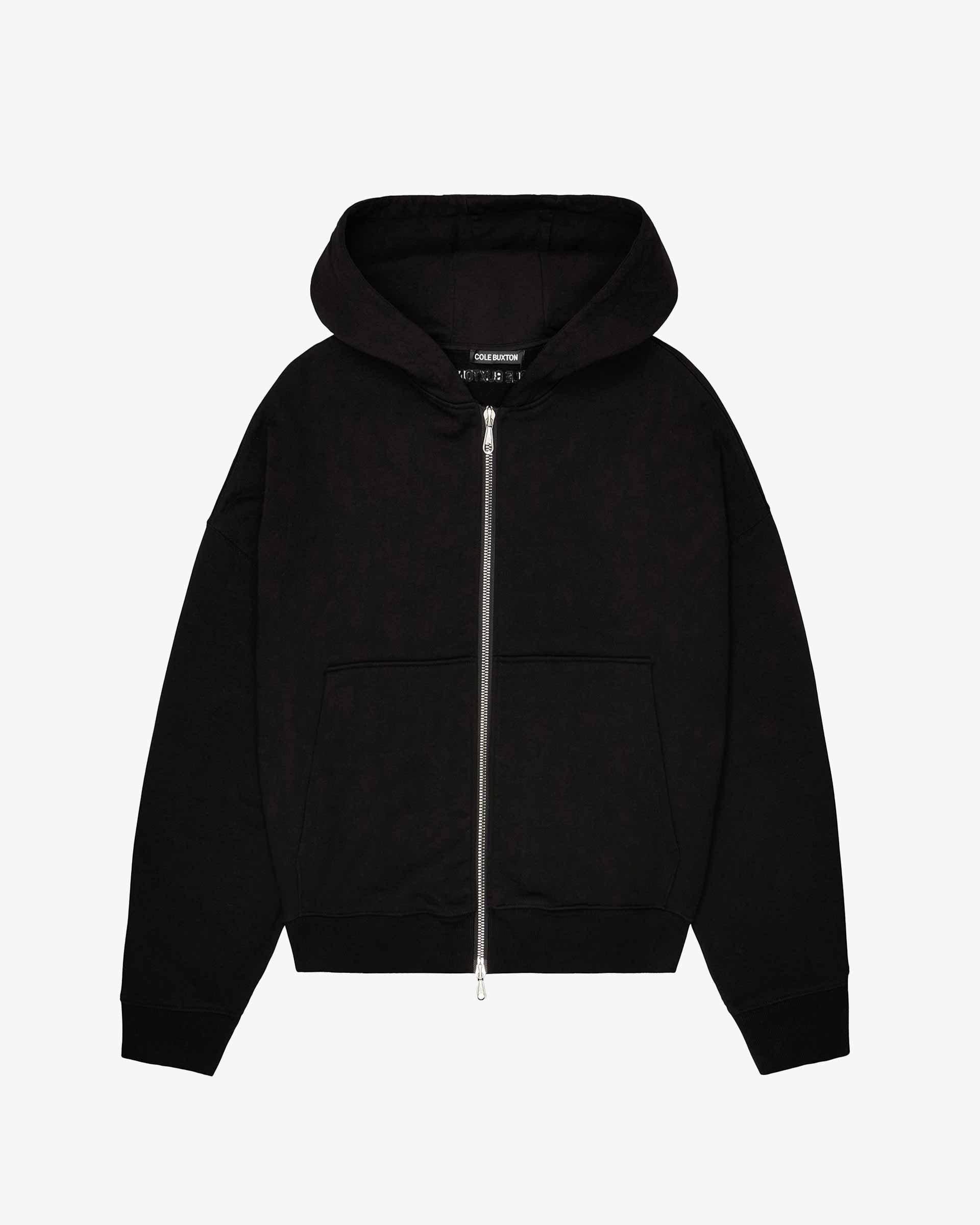 Cole Buxton | Warm Up Cropped Logo Zip Hoodie | Mens | Black